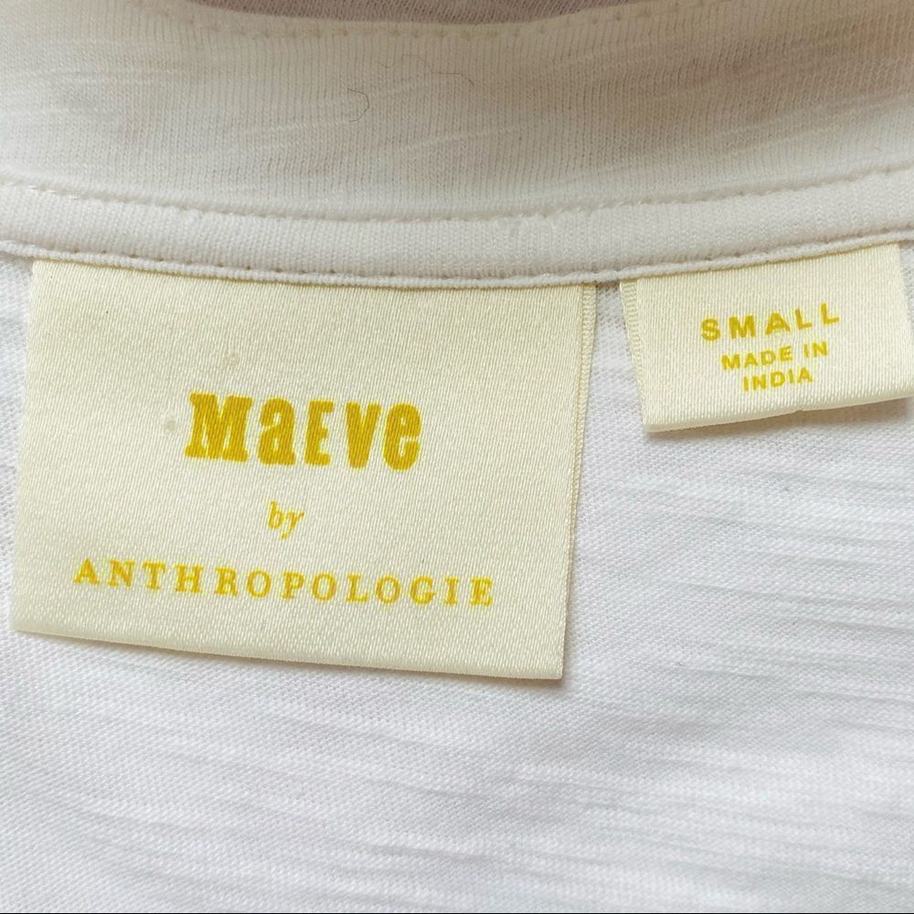 Anthropologie Maeve Bridey White Embroidered Puff Sleeve U-Neck Cotton S - Picture 5 of 9